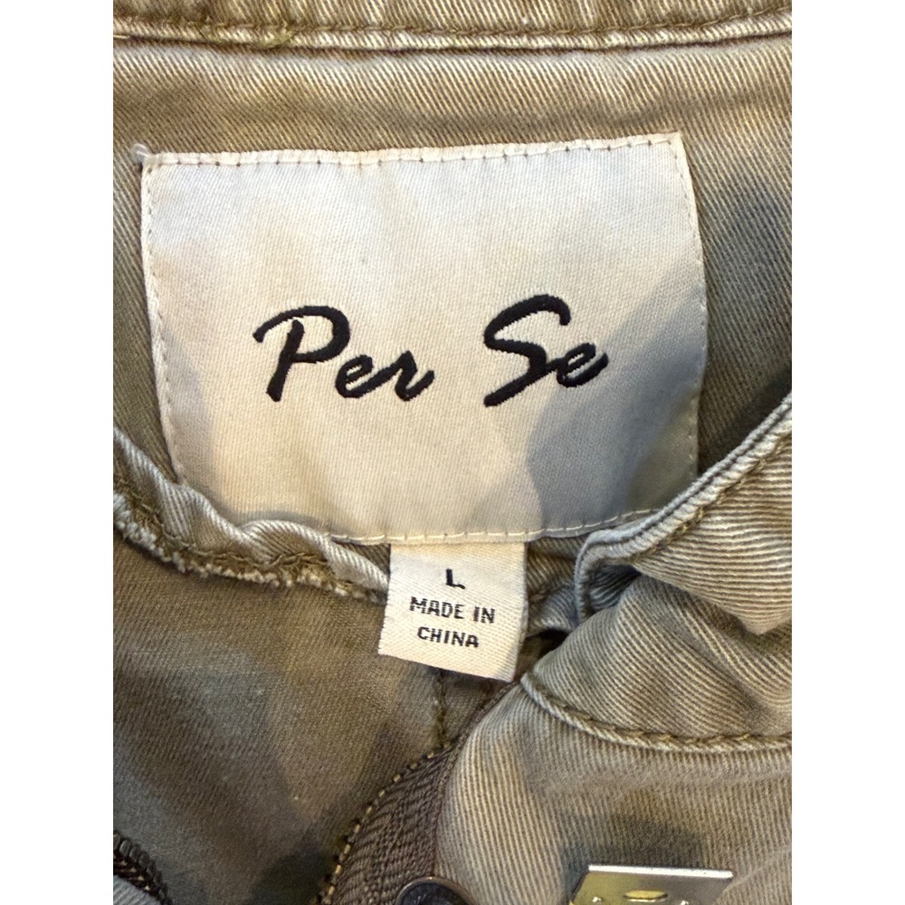 Per Se Womens Olive Green Utility Field Jacket Cinched Waist Size Large - Picture 7 of 7
